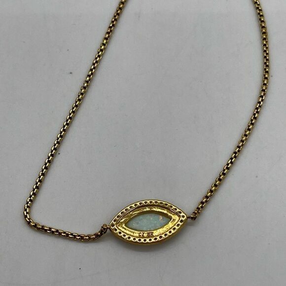 Cubic Zirconia with Gold Plated Chain and Opal stone Adjustable Bracelet - Picture 3 of 3